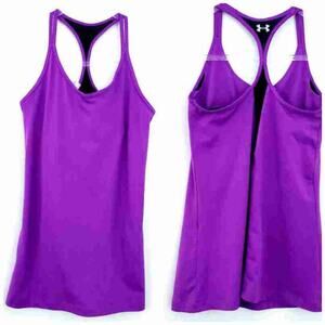 Under Armour Racerback Tank Top Purple XS XSmall Sleeveless Built Bra Athletic